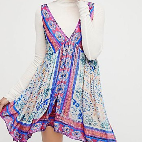 Free People Boho Floral Gypsy Slip Dress XS - Picture 1 of 8